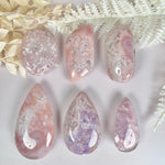 Load image into Gallery viewer, Pink Amethyst Flower Agate Palmstone Carving
