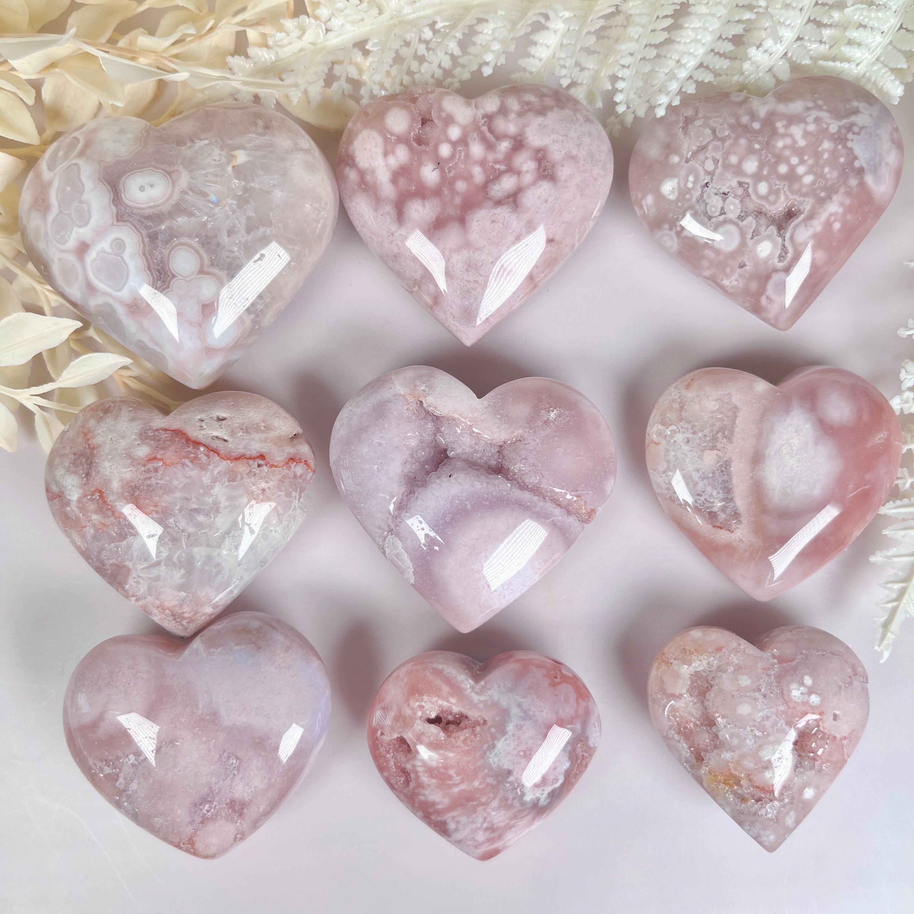 Pink Amethyst Flower Heart Carving